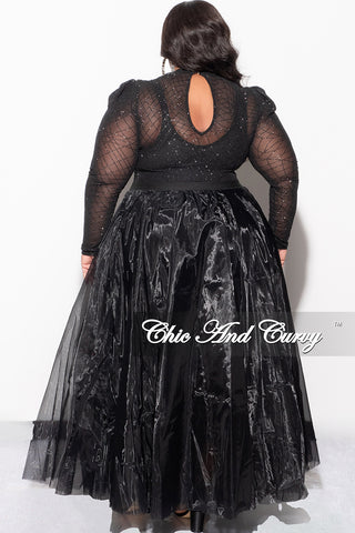 Final Sale Plus Size Glitter Mesh Bodysuit in Black (Bodysuit Only)
