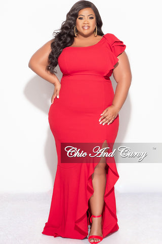 Final Sale Plus Size Gown With Slit in Red or Black