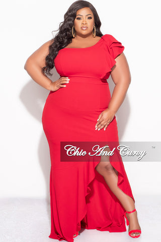 Final Sale Plus Size Gown With Slit in Red or Black