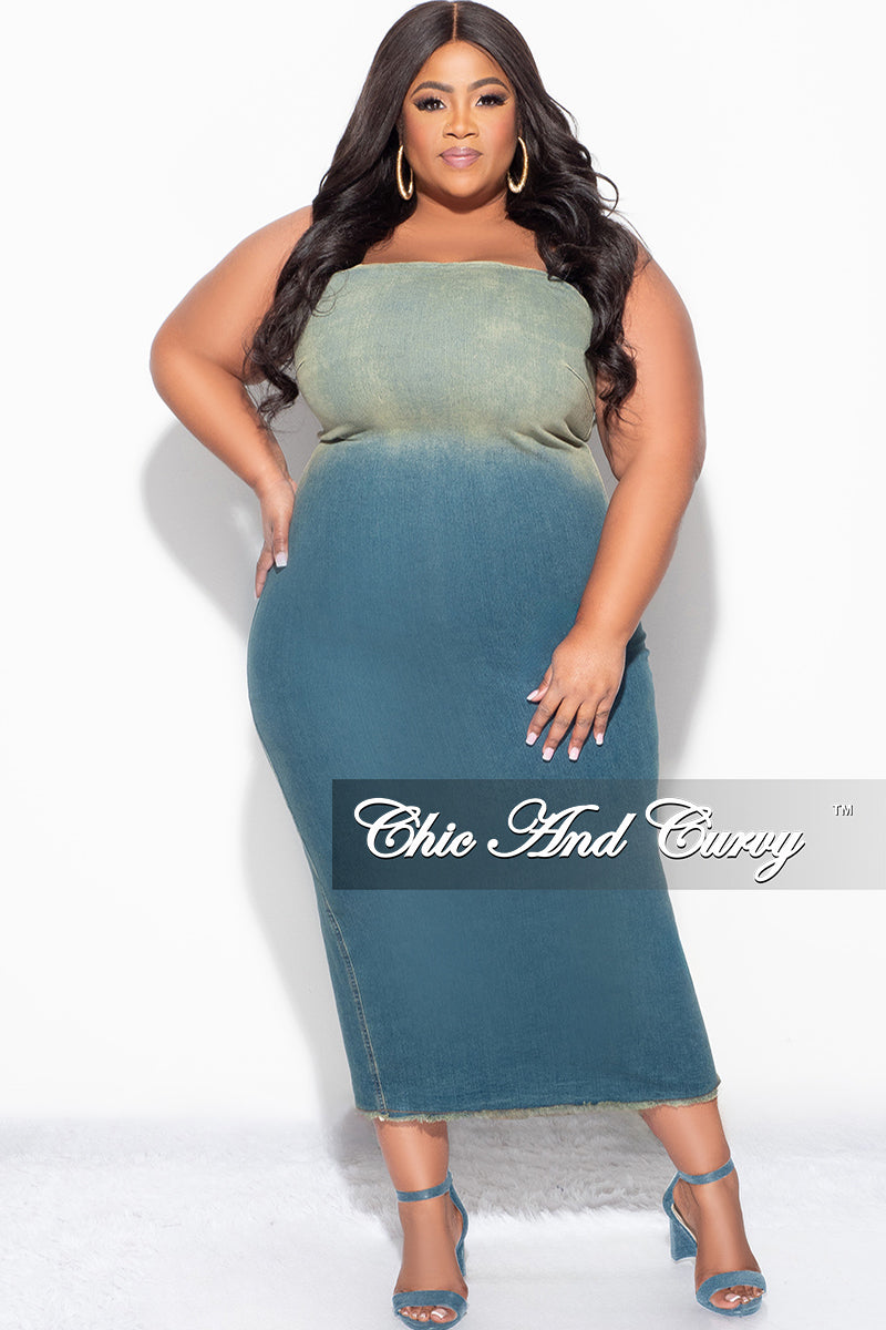 green plus size denim dress City Chic Plus Size August Dress