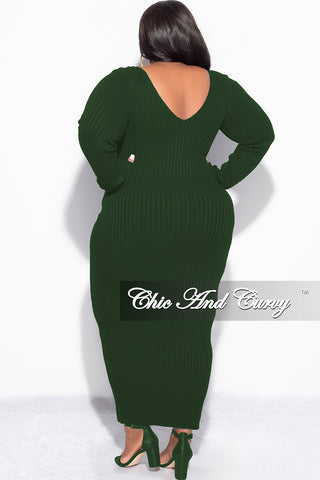 Final Sale Plus Size BodyCon Ribbed Knit Dress in Hunter Green
