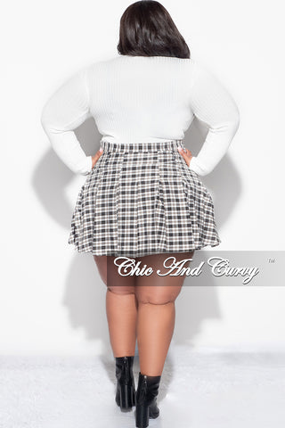 Final Sale Plus Size Mini Skater Skirt Plaid Print