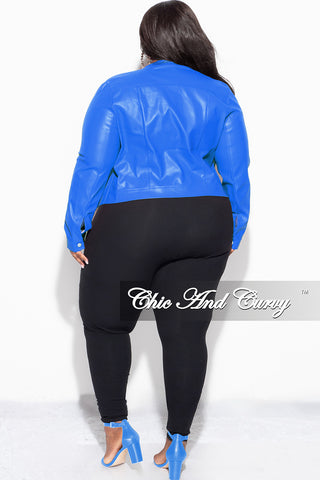 Final Sale Plus Size Biker Jacket - Royal Blue