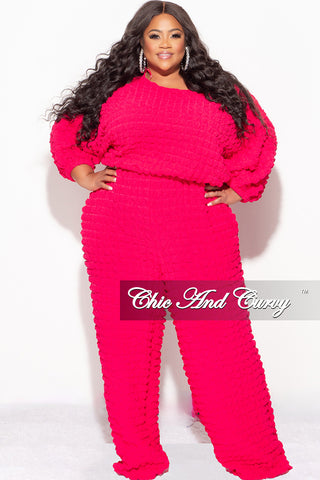 Final Sale Plus Size 2pc Top and Pants Set in Fuchsia