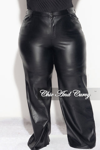 Final Sale Faux Leather Wide Pants in Black