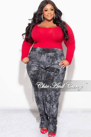 Final Sale Plus Size Ribbed Bodysuit in Red (Top Only)