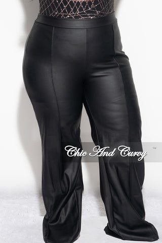 Final Sale Plus Size Faux Leather Wide Leg Pants in Black