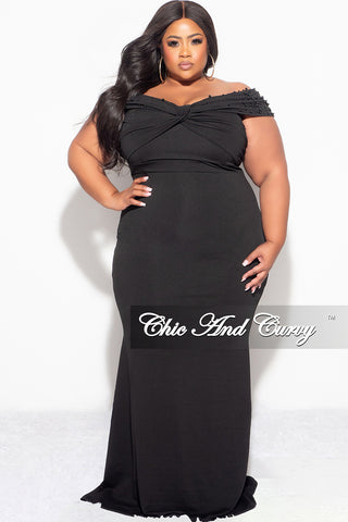 Final Sale Plus Size Beaded Gown in Black