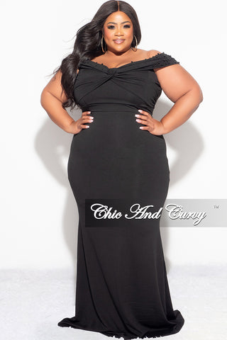 Final Sale Plus Size Beaded Gown in Black