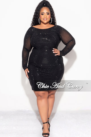 Final Sale Plus Size Studded  BodyCon Dress in Black
