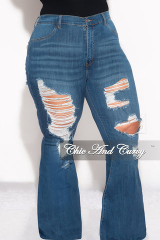 Final Sale Plus Size Distressed Dark Denim Jeans