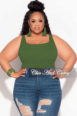 Final Sale Plus Size Camisole with Thick Straps in Army Green (Top Only)