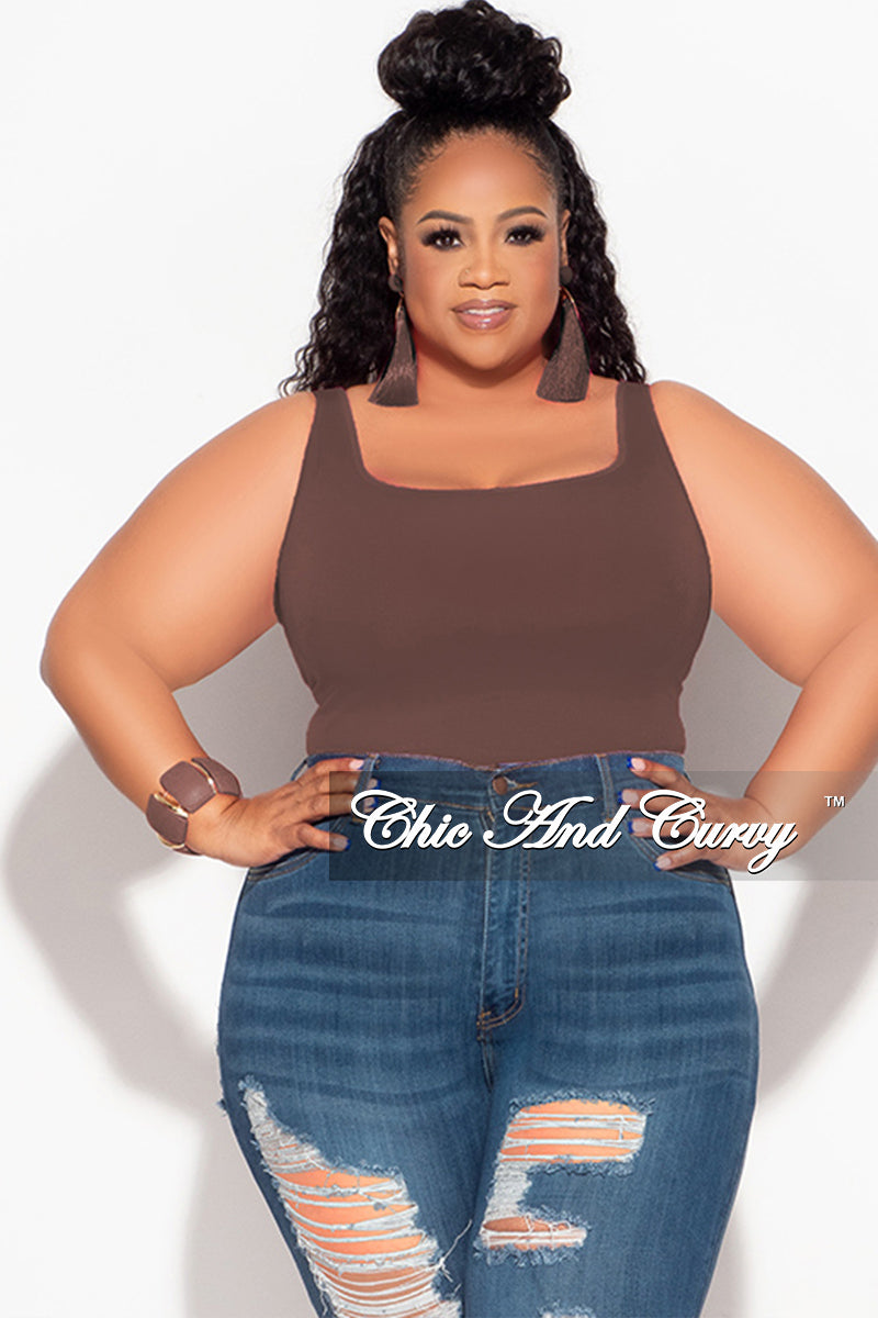 Final Sale Plus Size Camisole with Thick Straps in Chocolate Brown (Top Only)