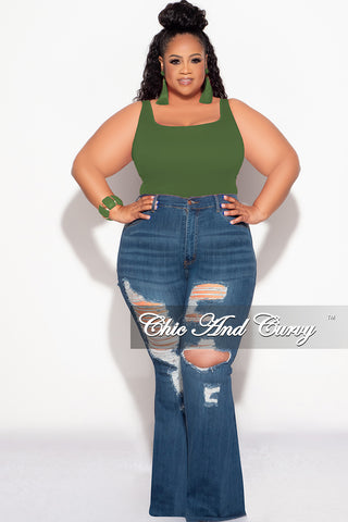 Final Sale Plus Size Camisole with Thick Straps in Army Green (Top Only)