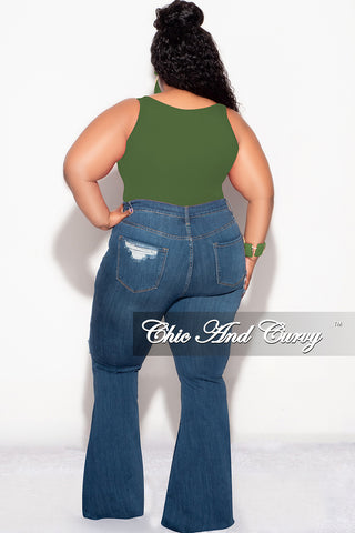 Final Sale Plus Size Camisole with Thick Straps in Army Green (Top Only)