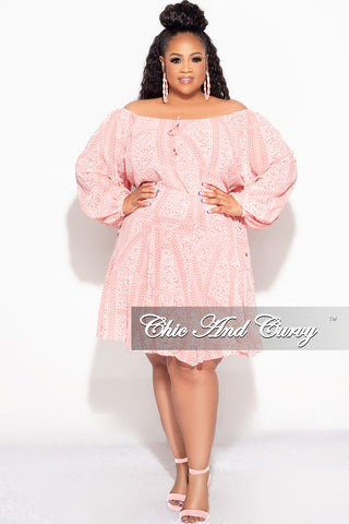 Final Sale Plus Size Off The Shoulder Dress in Coral Print Summer