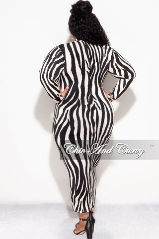 Final Sale Plus Size Reversible BodyCon Midi Dress in Zebra Print