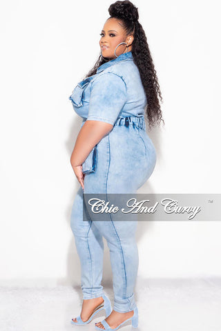 Final Sale Plus Size Zip up Jumpsuit in Blue Denim