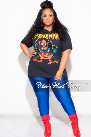 Final Sale Plus Size Short Sleeve "Spiderman " Graphic T-Shirt in Black