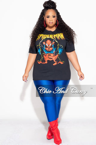 Final Sale Plus Size Short Sleeve "Spiderman " Graphic T-Shirt in Black