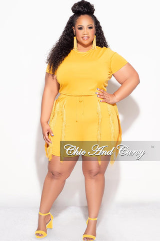 Final Sale Plus Size 2pc Tassel Set in Mustard