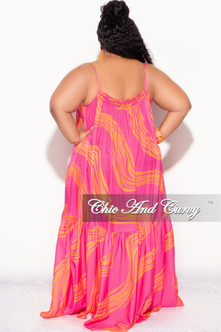 Final Sale Plus Size Sleeveless 1 Tiered Maxi Dress in Fuchsia