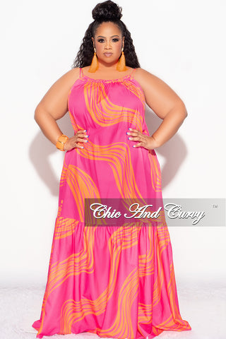 Final Sale Plus Size Sleeveless 1 Tiered Maxi Dress in Fuchsia