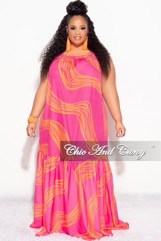 Final Sale Plus Size Sleeveless 1 Tiered Maxi Dress in Fuchsia