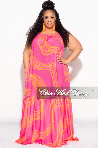 Final Sale Plus Size Sleeveless 1 Tiered Maxi Dress in Fuchsia