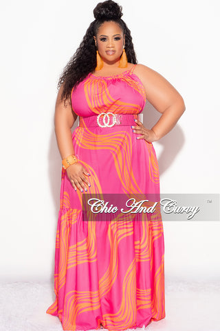 Final Sale Plus Size Sleeveless 1 Tiered Maxi Dress in Fuchsia