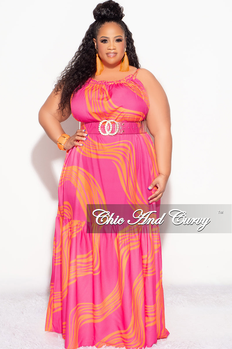 Final Sale Plus Size Sleeveless 1 Tiered Maxi Dress in Fuchsia