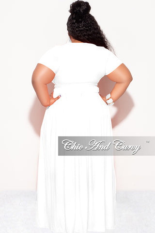 Final Sale Size 2pc Tie Top Maxi Skirt Set in White