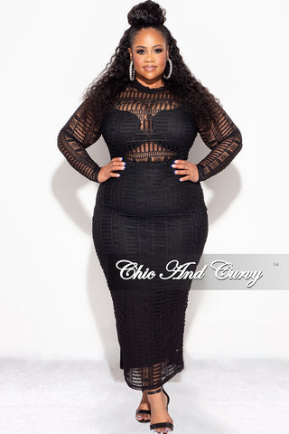 Final Sale Plus Size Mesh BodyCon in Black