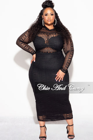 Final Sale Plus Size Mesh BodyCon in Black