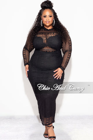 Final Sale Plus Size Mesh BodyCon in Black