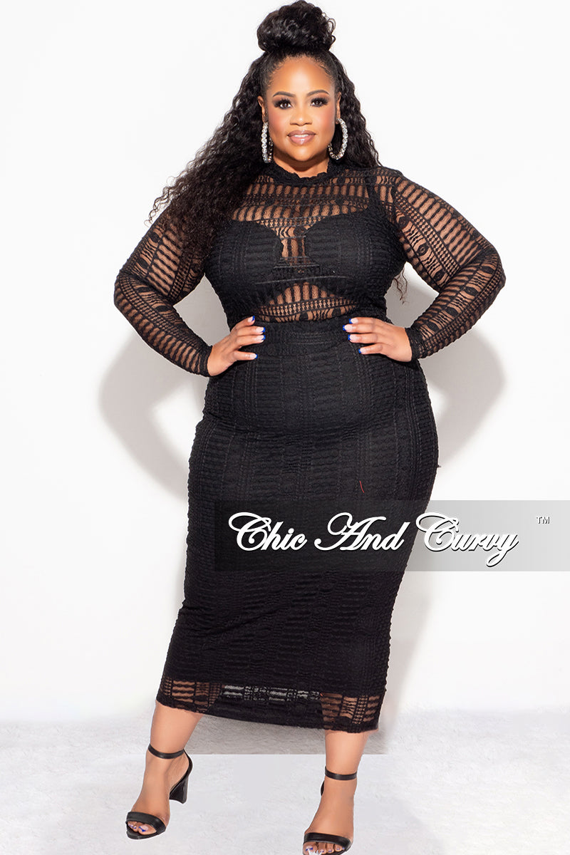 Final Sale Plus Size Mesh BodyCon in Black