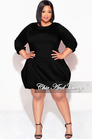 Final Sale Plus Size Bubble Poplin Dress in Black