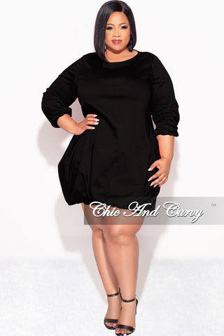 Final Sale Plus Size Bubble Poplin Dress in Black