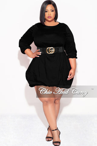 Final Sale Plus Size Bubble Poplin Dress in Black