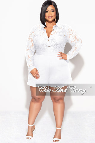 Final Sale Plus Size Lace Romper in White