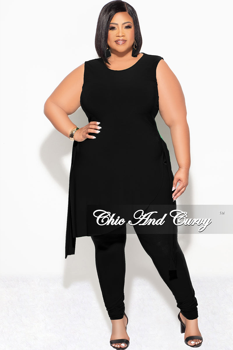 Final Sale Plus Size 2pc Sleeveless Top and Pants Set in Black