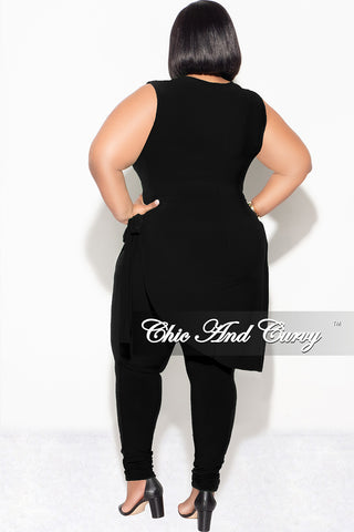 Final Sale Plus Size 2pc Sleeveless Top and Pants Set in Black