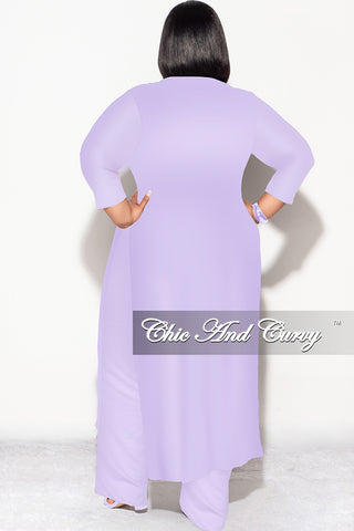 Final Sale Plus Size 2pc Double Slit Top and Set in Lilac