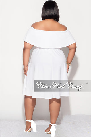 Final Sale Plus Size Off the Shoulder Ruffle Dress in White