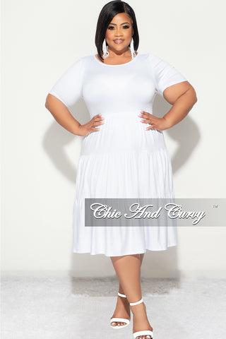 Final Sale Plus 3-Tiered Baby Doll Dress in White