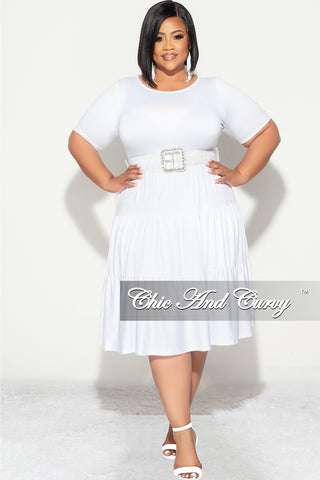 Final Sale Plus 3-Tiered Baby Doll Dress in White