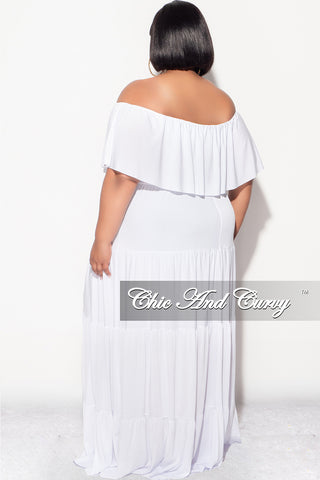 Final Sale Plus Size Off The Shoulder Tiered Maxi Dress in White