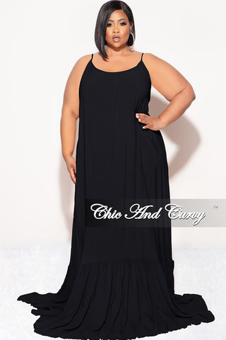 Final Sale Plus Size Maxi Dress with Spaghetti Straps in Black