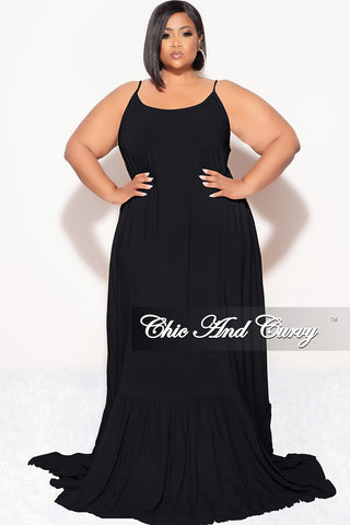 Final Sale Plus Size Maxi Dress with Spaghetti Straps in Black