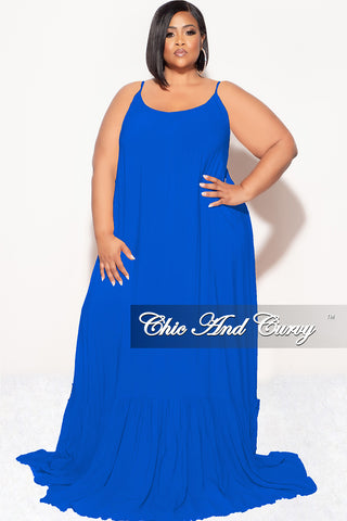 Final Sale Plus Size Maxi Dress with Spaghetti Straps in Royal Blue